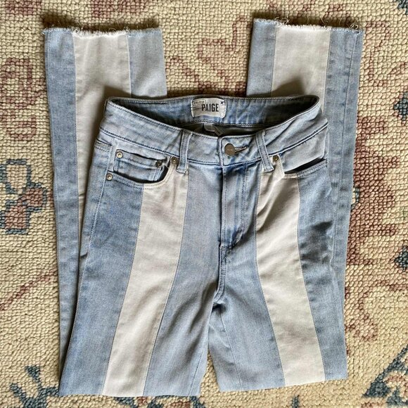PAIGE Stripe Straight Fit Jeans (Size: 25) - Picture 4 of 12